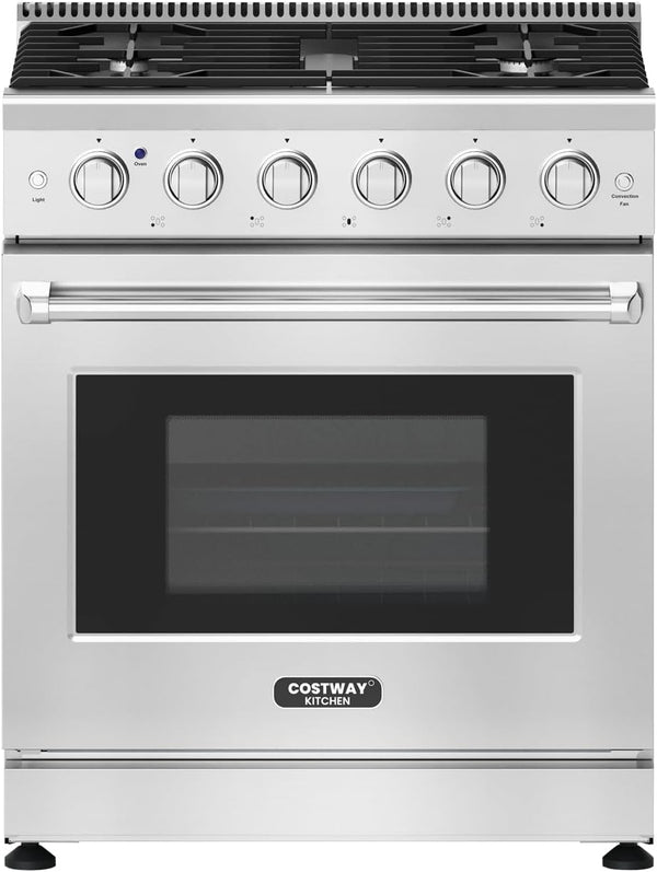30 Inches Natural Gas Range, with 5 Burners Cooktop & 4.55 Cu.Ft. Convection Oven, Storage Drawer