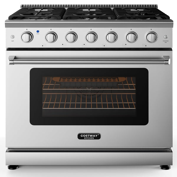 36 Inches Natural Gas Range, with 6 Burners Cooktop & 6 Cu.Ft. Convection Oven, Storage Drawer