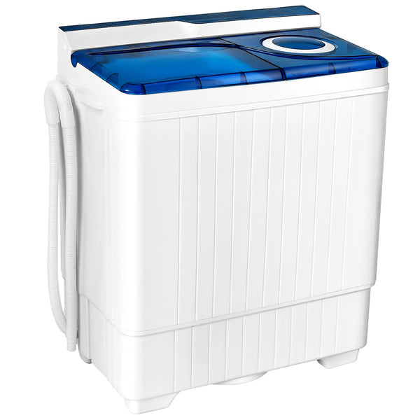 Washing Machine Semi-automatic, Twin Tub Washer with Spin Dryer, 26lbs Capacity, Built-in Drain Pump