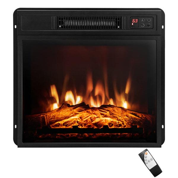 Electric Fireplace Insert 18-inch Wide, 1400W Recessed Fireplace Heater with Remote Control, 3 LED Flame Effects