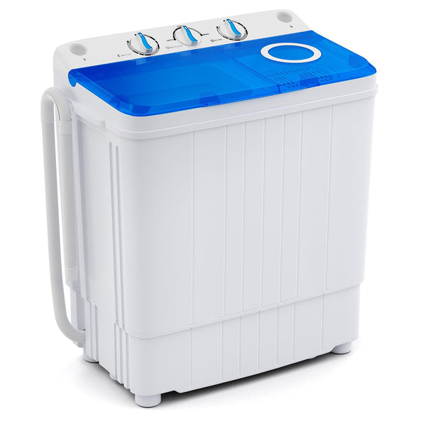 Portable Washing Machine, 17.6lbs Compact Portable Washer Twin Tub Combo with Pump Drain (Blue & White)