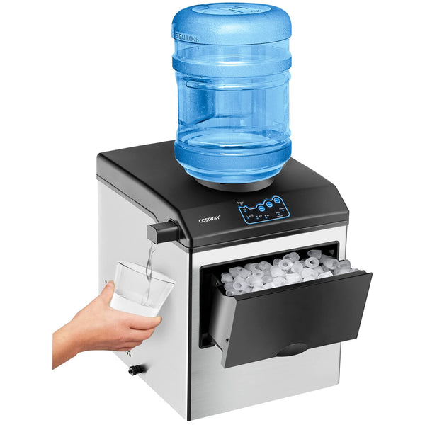 2 in 1 Countertop Ice Maker Built-in Water Dispenser, 48LBS per Day, S/M/L Size Ice Cube