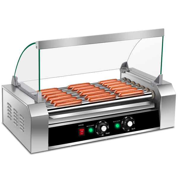 Hot Dog Roller Machine, 7 Non-Stick Rollers 18 Hot Dog Sausage Grill Cooker Machine