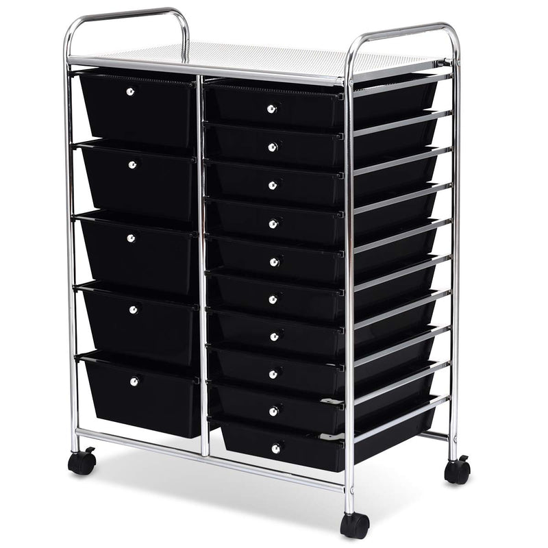 ARLIME 15-Drawer Storage Cart, 15 Drawer Trolley, Rolling Organizer Cart
