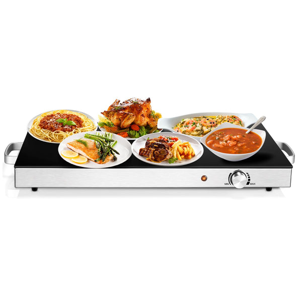 ARLIME Buffets Server Food Warmer for Parties, Electric Food Warming Tray W/Adjustable Temperature Control, 22’’x14’’ Tempered Glass Surface