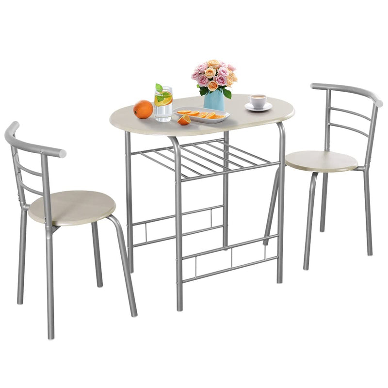 ARLIME 3-Piece Dining Set, Round Kitchen Table w/ 2 Chairs