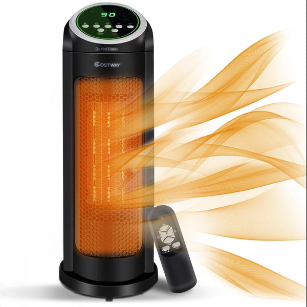 Ceramic Space Heater, 1500W Oscillating Tower Infrared Heater Fan with Remote