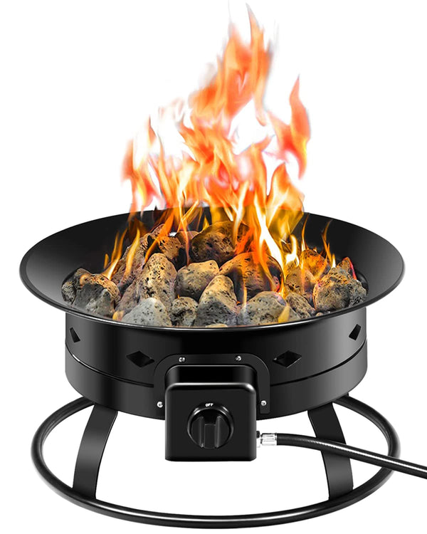 Gas Fire Pit Outdoor Portable Propane Fire Bowl, ARLIME Gas Fire Pit Bowl 19"