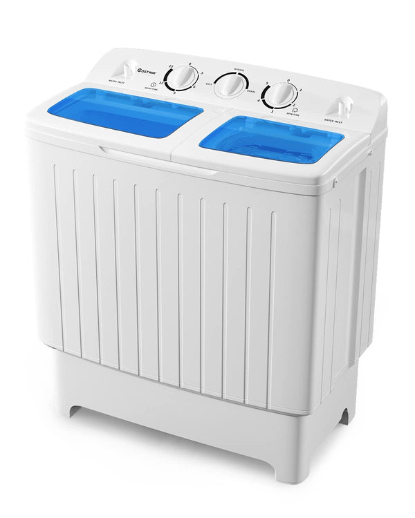 ARLIME Portable Washing Machine, 20lbs Mini Twin Tub Washing Machine w/Drain Pump, Semi Automatic 12lbs Compact Washer & 8lbs Sipnner