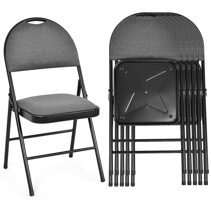 ARLIME 6 PCS Folding Chairs w/Padded Seats, Padded Folding Chair w/Handle Hole, Upholstered Seat