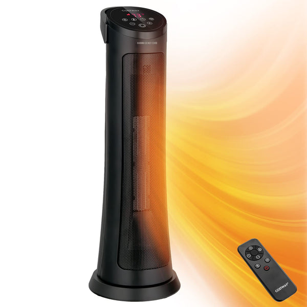 Space Heater for Indoor Use, 1500W PTC Ceramic Heater w/ 60° Oscillation, 3 Modes, 24H Timer
