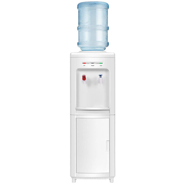 Water Cooler Dispenser for 3-5 Gallon Bottle, Top Loading Hot and Cold Water Dispenser with Storage Cabinet