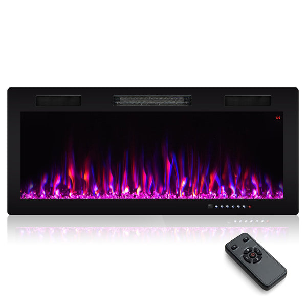 40 Inch Electric Fireplace Recessed and Wall Mounted, 750W/1500W Electric Fireplace Heater with Remote