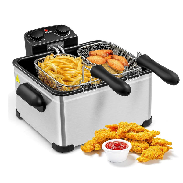 ARLIME Deep Fryer with 2 Baskets, 5.3 Qt/5L Electric Fryer with Adjustable Temperature & Timer