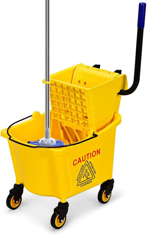 ARLIME Mop Bucket with Wringer On Wheels, 26 Quart Capacity Portable Wringer Trolley on Wheels