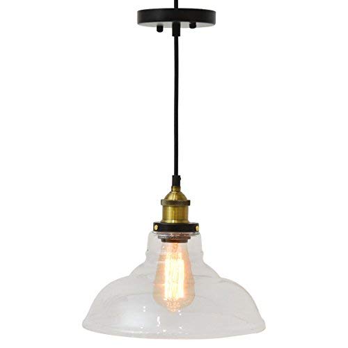Industrial Vintage Style 1-Light Pendant Light, Kitchen Hanging Light with Glass Shade
