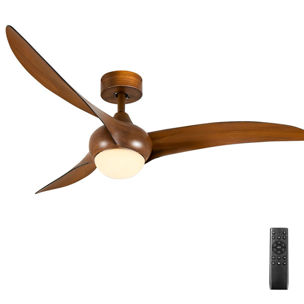 52 Inch Ceiling Fan with Light, Indoor Wood-Like LED Ceiling Fan w/Remote Control, 6-Level Adjustable Speed
