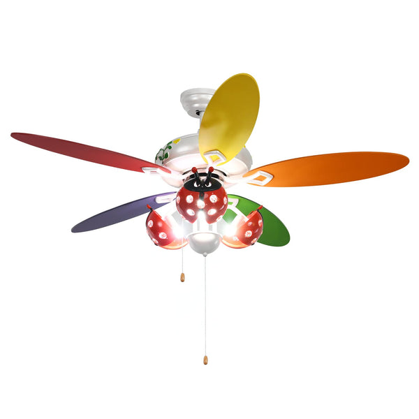 52" Ceiling Fan with Pull Chain Control, Kids Fan Light with 5 Colorful Blades and 3-Speed