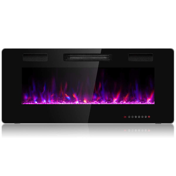 42 Inch Electric Fireplace Recessed and Wall Mounted, Fireplace Heater in-Wall Built with Remote Control, Timer, Touch Screen, Adjustable Color