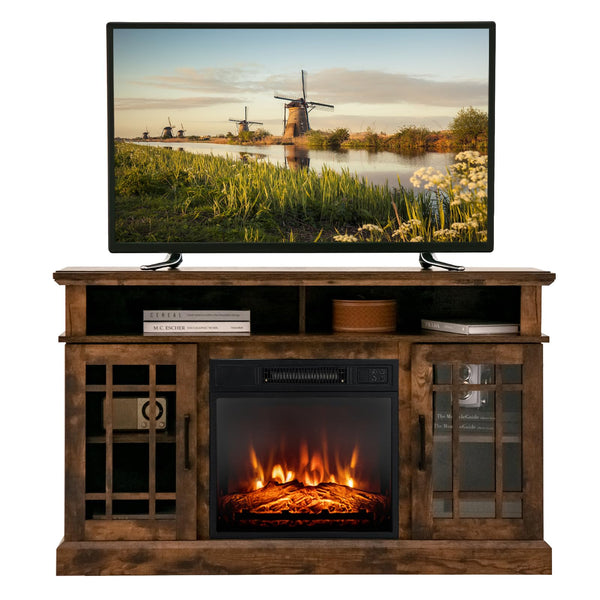 Electric Fireplace TV Stand for TVs Up to 55 Inches, 18-Inch Fireplace Insert with Remote, Overheat Protection