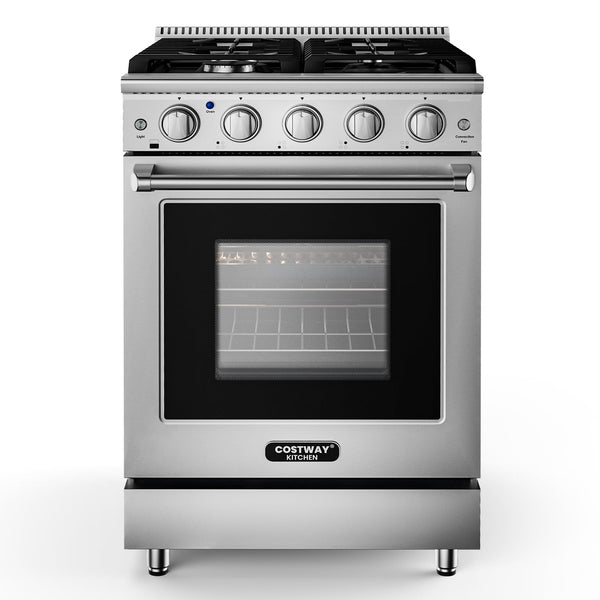24 Inches Natural Gas Range, with 4 Burners Cooktop & 3.73 Cu.Ft. Convection Oven, Storage Drawer