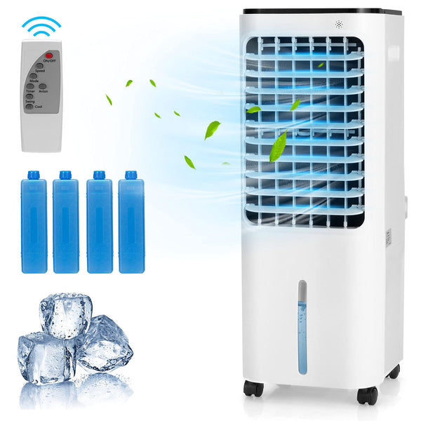 Evaporative Cooler, 4-In-1 Bladeless Cooler with 4 Modes, 3 Speeds, Timer, 12L Water Tank