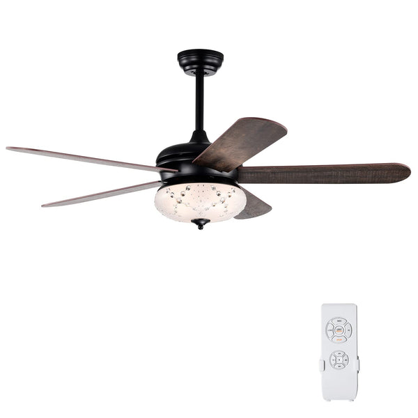 52 Inches Ceiling Fan with Remote Control, Indoor Ceiling Fan with 2 Downrods