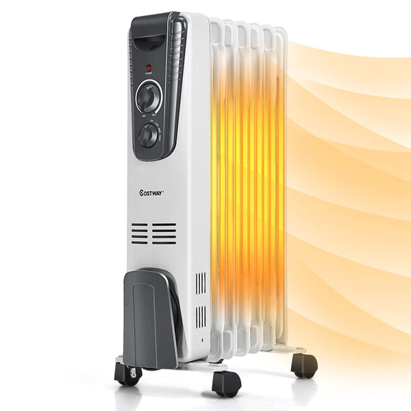 Oil Filled Radiator Heater, 1500W Portable Space Heater with Adjustable Thermostat, 3 Heat Setting