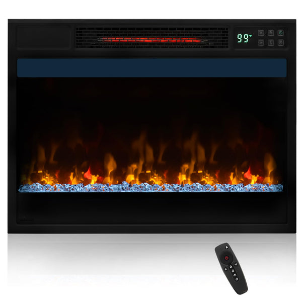 23-Inch Infrared Quartz Electric Fireplace Insert with Remote Control, 1500W Recessed Fireplace Heater