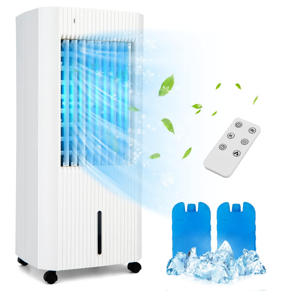 Evaporative Air Cooler, Portable Swamp Cooler with Remote Control, 2 Ice Packs, 15H Timer, 1.3 Gal Water Tank