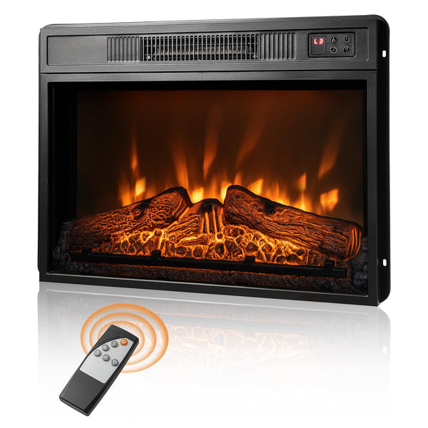 23-Inch Electric Fireplace Insert, 1400W Recessed Fireplace Heater with Remote Control, Thermostat