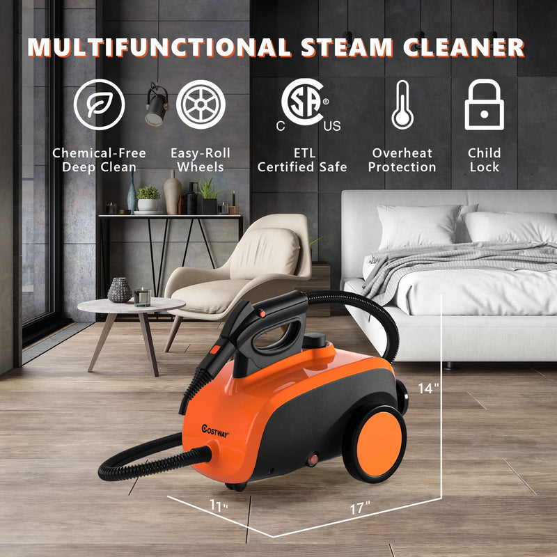 ARLIME Multi-Purpose Steam Cleaner with 19 Accessories, Household Rolling Steamer Cleaning Mop