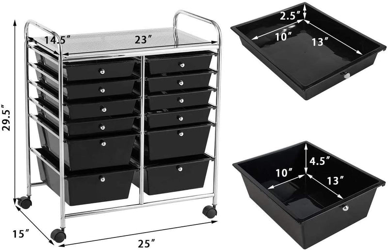 ARLIME 12-Drawer Rolling Storage Cart, 12 Drawer Organizer Trolley