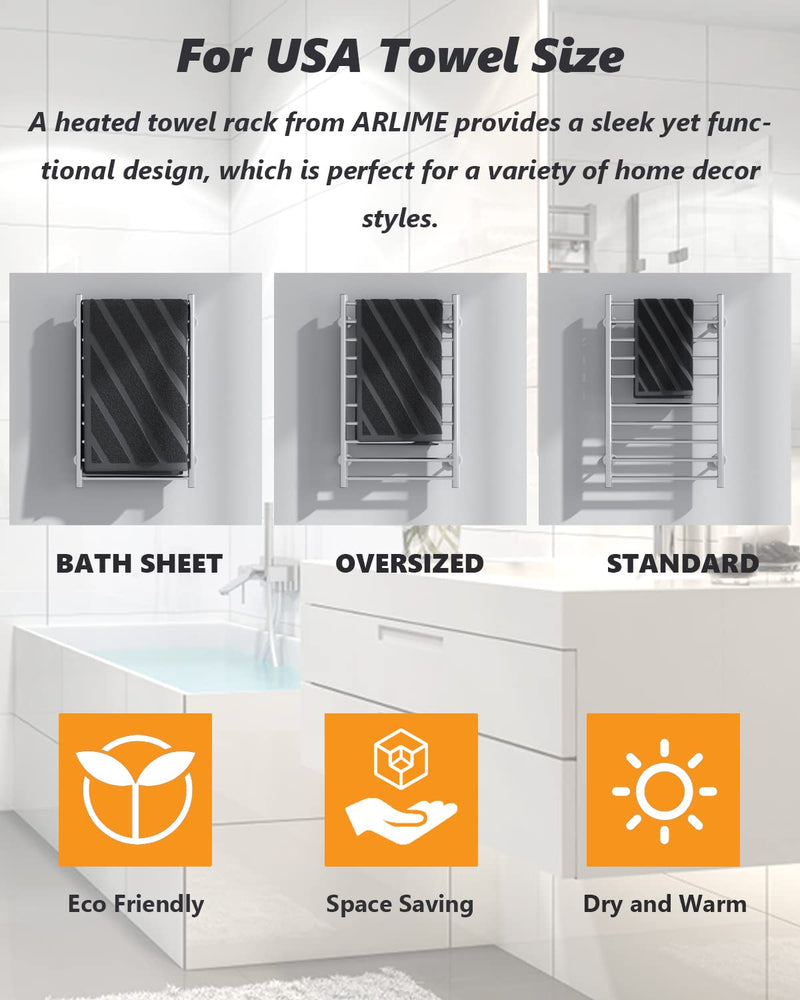 ARLIME Heated Towel Warmer, Wall Mounted Hot Towel Racks for Bathroom