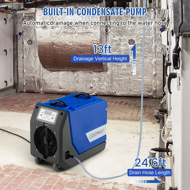 180 PPD Commercial Dehumidifier, Industrial Dehumidifier with 24.6ft Drain Hose, Pump, Auto Defrost & Memory Starting