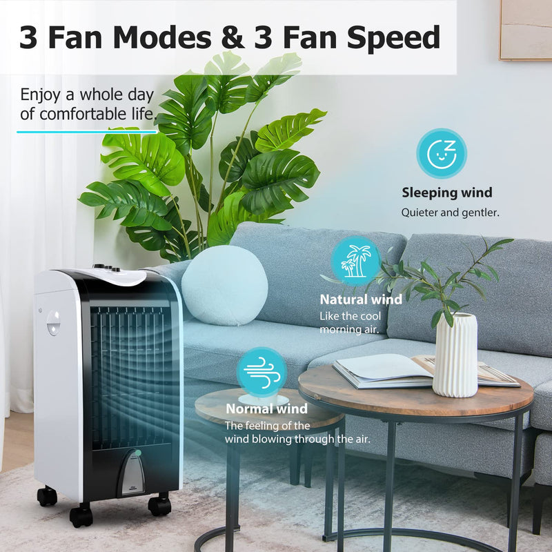 Evaporative Air Cooler, Windowless Portable Air Conditioner Fan & Humidifier