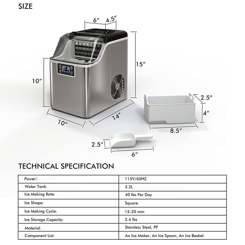 ARLIME Portable Countertop Ice Maker Machine, 45 Lbs/24H, 24 Pcs/13 Mins