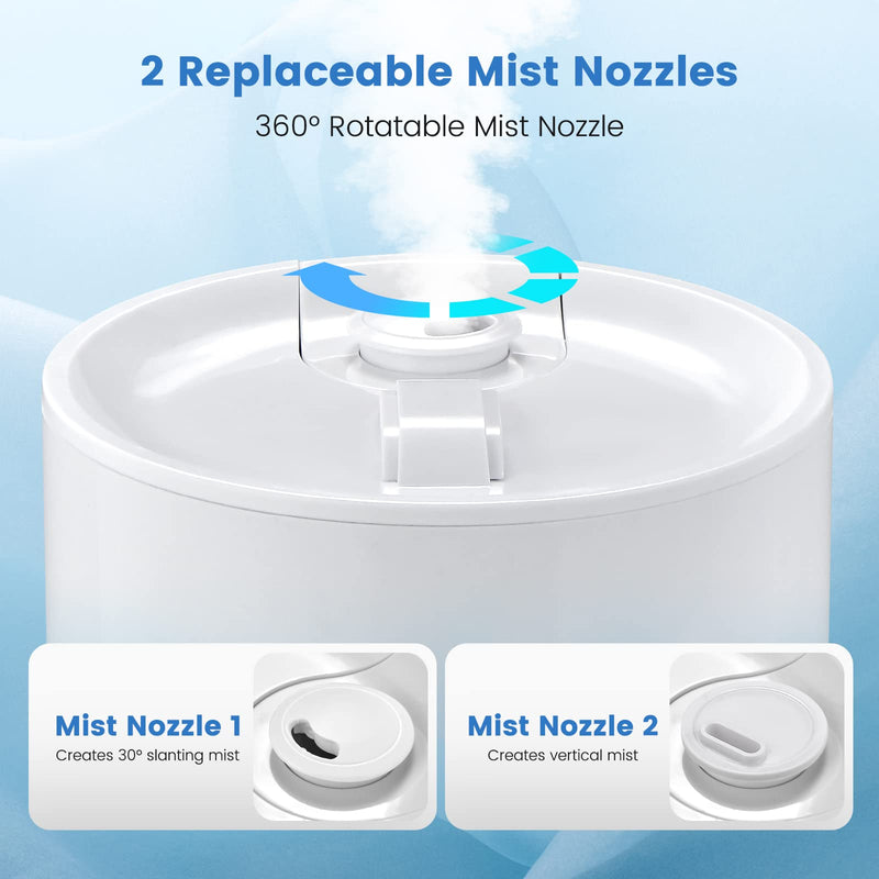 Humidifier for Bedroom Large Room, 2.4 Gallon Warm & Cool Mist Top Fill Ultrasonic Air Vaporizer with Auto Mode