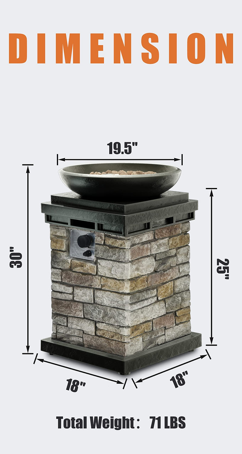 ARLIME Outdoor Propane Burning Fire Bowl, 40,000 BTU Outdoor Gas Fire Pit with Free Lava Rocks