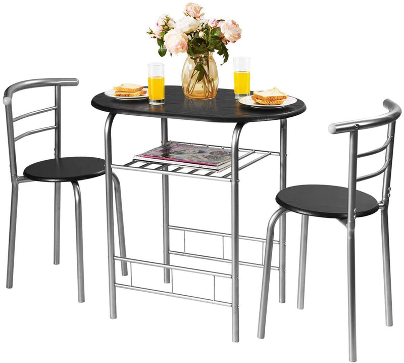 ARLIME 3-Piece Dining Set, Round Kitchen Table w/ 2 Chairs