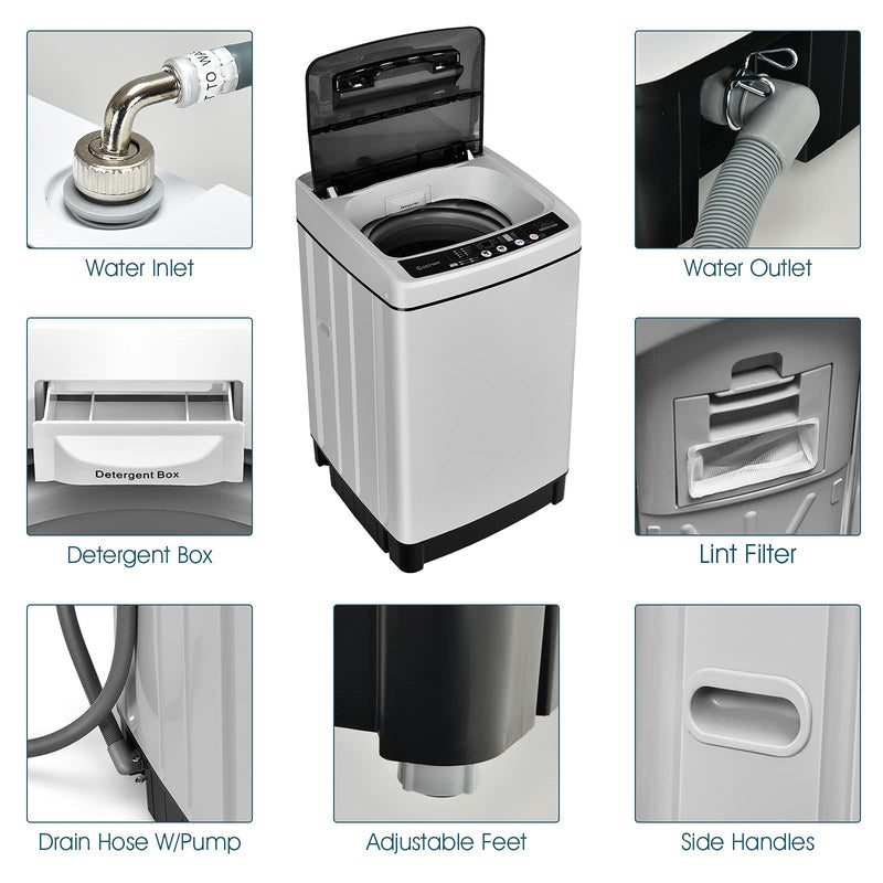 ARLIME 2 in 1 Compact Mini Laundry Machine Full-Automatic Washing Machine, 1.5 Cu.Ft